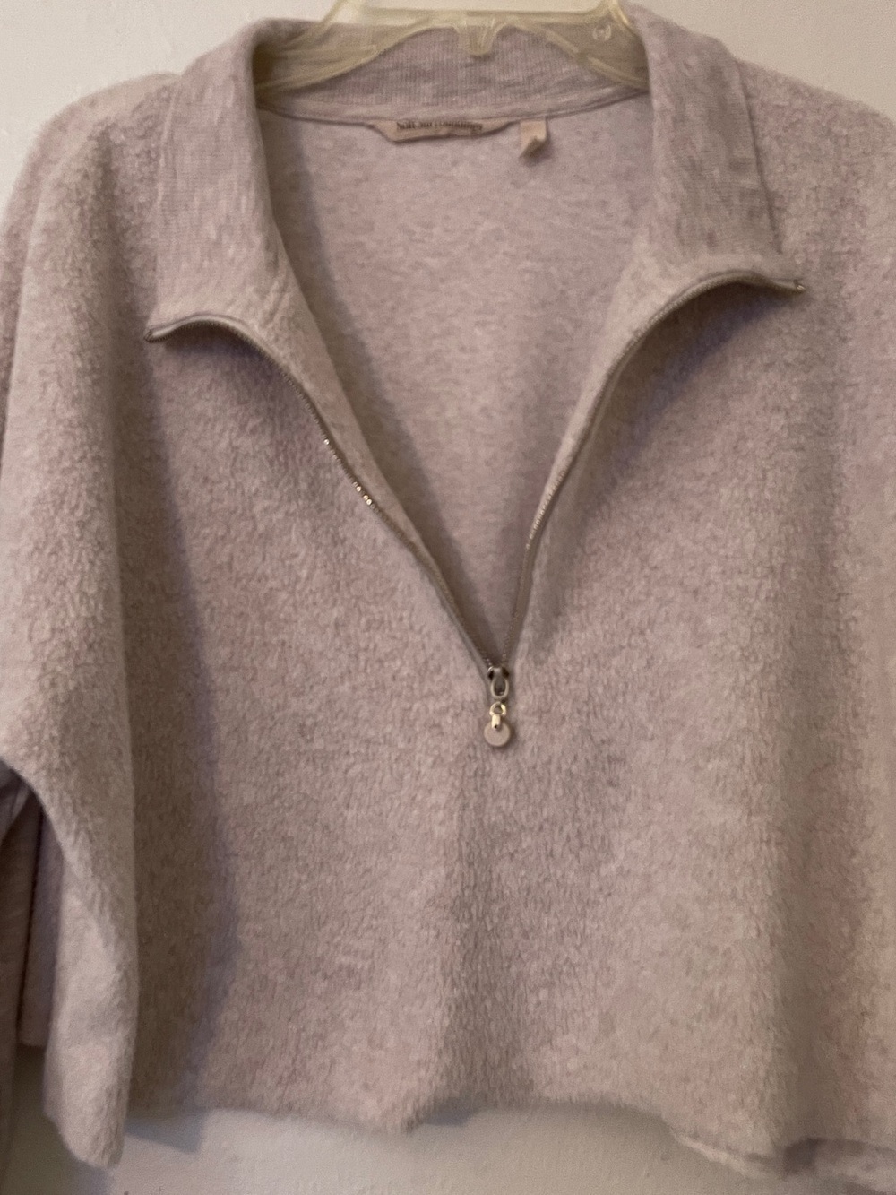 Soft Surroundings Marled Oatmeal Light Gray Half Zip Cropped Sweatshirt M
